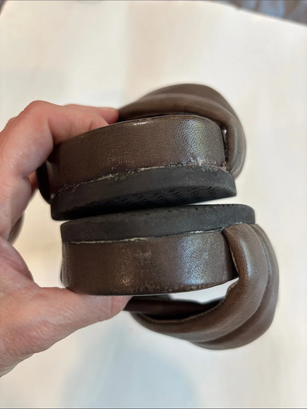 The Last Conspiracy Brown Leather Cross Strap Slides Sandals EU 40 Minimalist - Picture 12 of 13